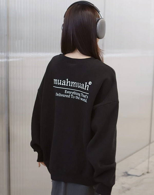 🩷韓國暢銷品牌MUAHMUAH 背後字母品牌英文棉質休閒長袖衫(2色)
