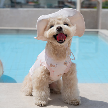 韓國BAILEY💖【梨花娘總代理】夏日必備冰絲涼降溫防蟲滿版小熊圖案寵物衣(可加購帽子)