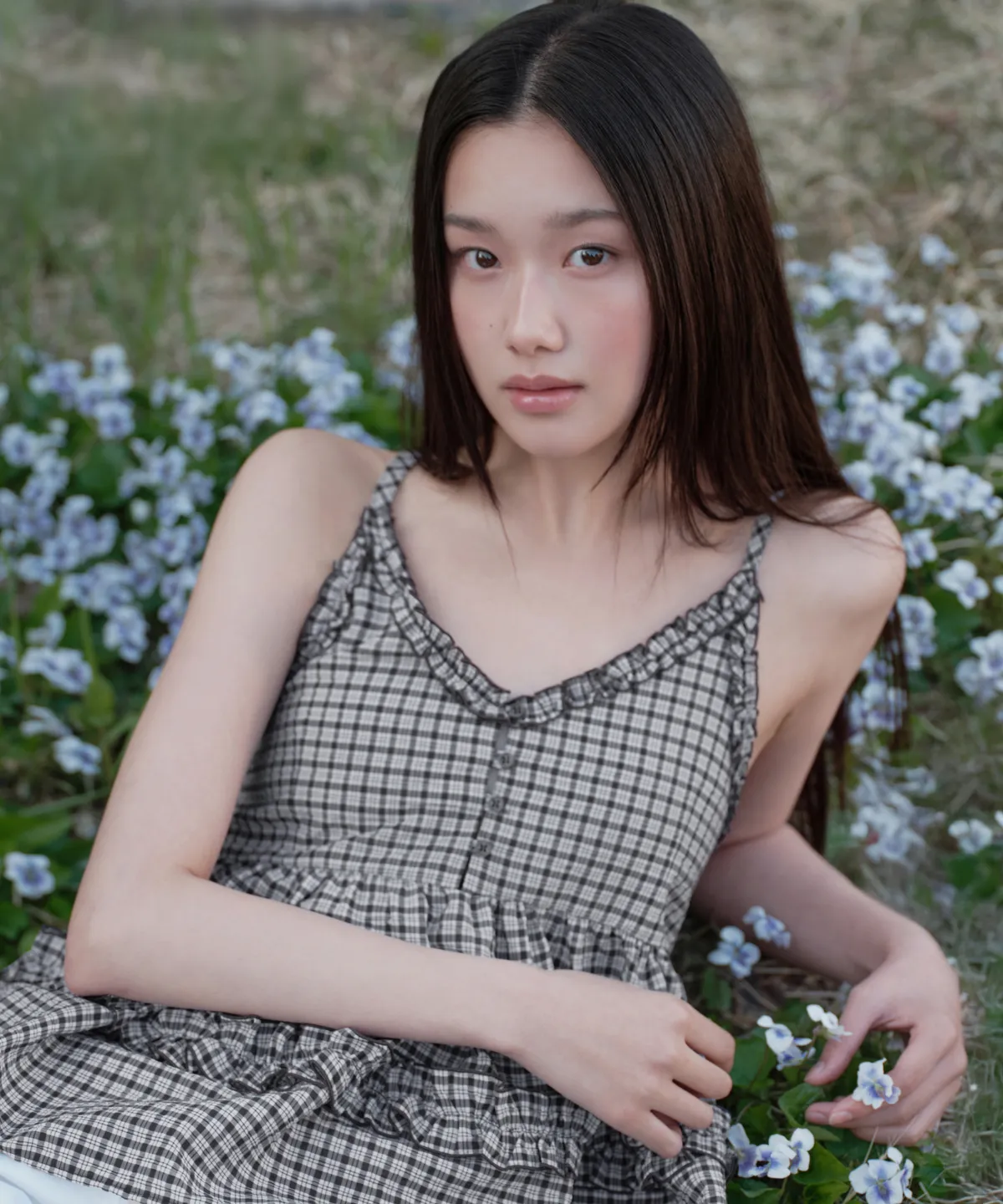 🆕新品上架【梨花娘】💗 韓系初夏！法式復古格紋荷葉細肩帶美背上衣(2色)