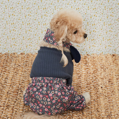 韓國新品上架【梨花娘總代理】🐾BAILEY 🐶復古花朵圖保暖舒適圍脖針織寵物毛衣(2色)