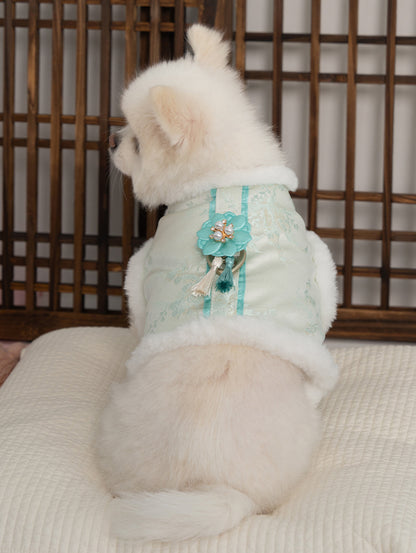 【梨花娘總代理】🐾BAILEY 🐶韓國雪花保暖鋪棉寵物宮廷刺繡棉背心(可另購耳罩(3色))