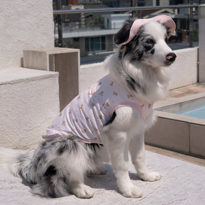 韓國BAILEY💖【梨花娘總代理】夏日必備冰絲涼降溫防蟲滿版小熊圖案寵物衣(可加購帽子)