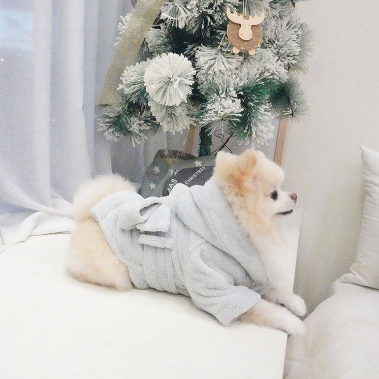韓國新品上架【梨花娘總代理】🐾BAILEY 🐶秋冬新品 貓犬寵物專用吸水力強前釦連帽浴袍(2色)
