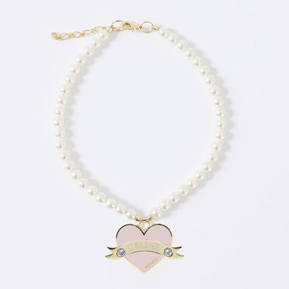 新品上架【梨花娘】💖韓國品牌 PETTISTA｜In My Heart  Swarovski 訂製珍珠寵物水晶項鍊(5色)含專屬客製刻字服務