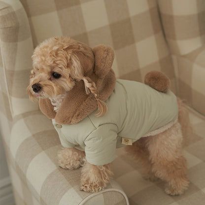 新品上架【梨花娘總代理】🐾BAILEY 🐶秋冬新品 小熊連帽毛球防潑水鋪棉寵物外套(2色) 寵愛禮物