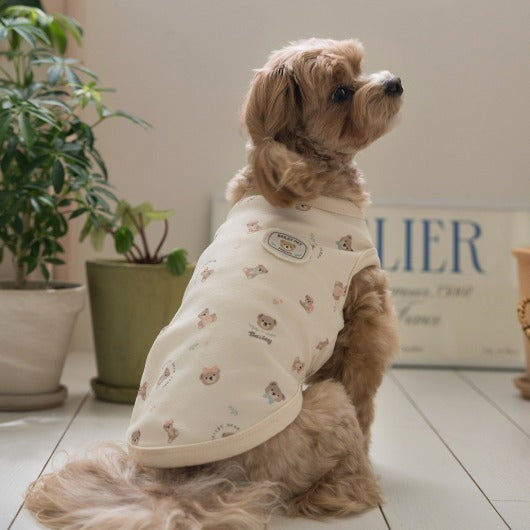 韓國新品上架【梨花娘總代理】🐾BAILEY 🐶新品 萌系滿版小熊棉質舒適涼感防蟲無袖寵物衣(3色)
