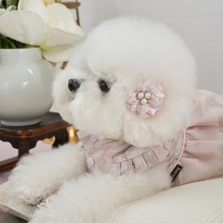 韓國新品上架【梨花娘總代理】🐾BAILEY 🐶甜美韓服公主花漾珍珠寵物髮夾(2色)