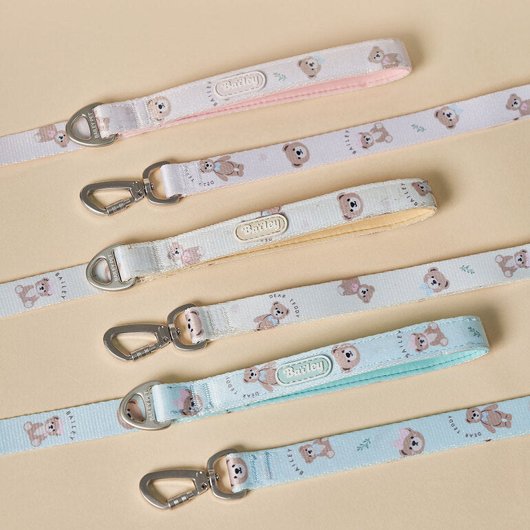 韓國新品上架【梨花娘總代理】🐾BAILEY 🐶秋冬新品 馬卡龍柔軟色系小熊圖案寵物牽繩(3色)