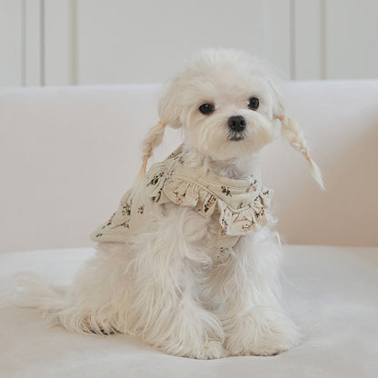 韓國新品上架【梨花娘總代理】🐾BAILEY 🐶秋冬新品 親膚純棉荷葉邊復古小碎花寵物服飾(2色)