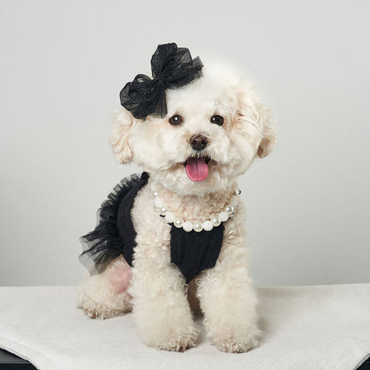 韓國新品上架【梨花娘總代理】🐾BAILEY 🐶秋冬新品 針織拼接蕾絲氣質優雅花朵芭蕾舞裙寵物服飾(2色)