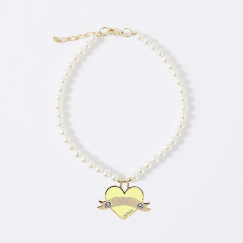 新品上架【梨花娘】💖韓國品牌 PETTISTA｜In My Heart  Swarovski 訂製珍珠寵物水晶項鍊(5色)含專屬客製刻字服務