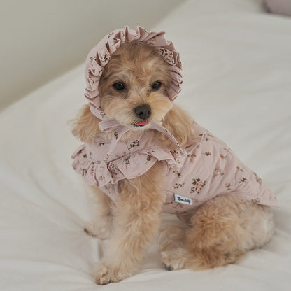 韓國新品上架【梨花娘總代理】🐾BAILEY 🐶秋冬新品 親膚純棉荷葉邊復古小碎花寵物服飾(2色)