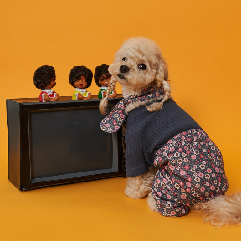 韓國新品上架【梨花娘總代理】🐾BAILEY 🐶復古花朵圖保暖舒適圍脖針織寵物毛衣(2色)