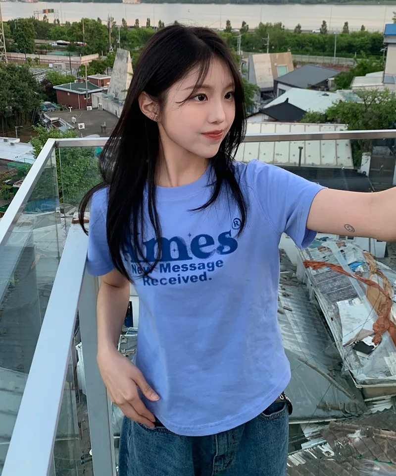 💖韓國暢銷品牌AMES-WORLDWIDE🆕新品上架 美式復古修身圓弧下擺短版 T-shirt(5色)