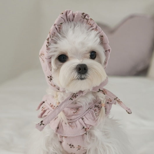 韓國新品上架【梨花娘總代理】🐾BAILEY 🐶秋冬新品 親膚純棉荷葉邊復古小碎花寵物服飾(2色)