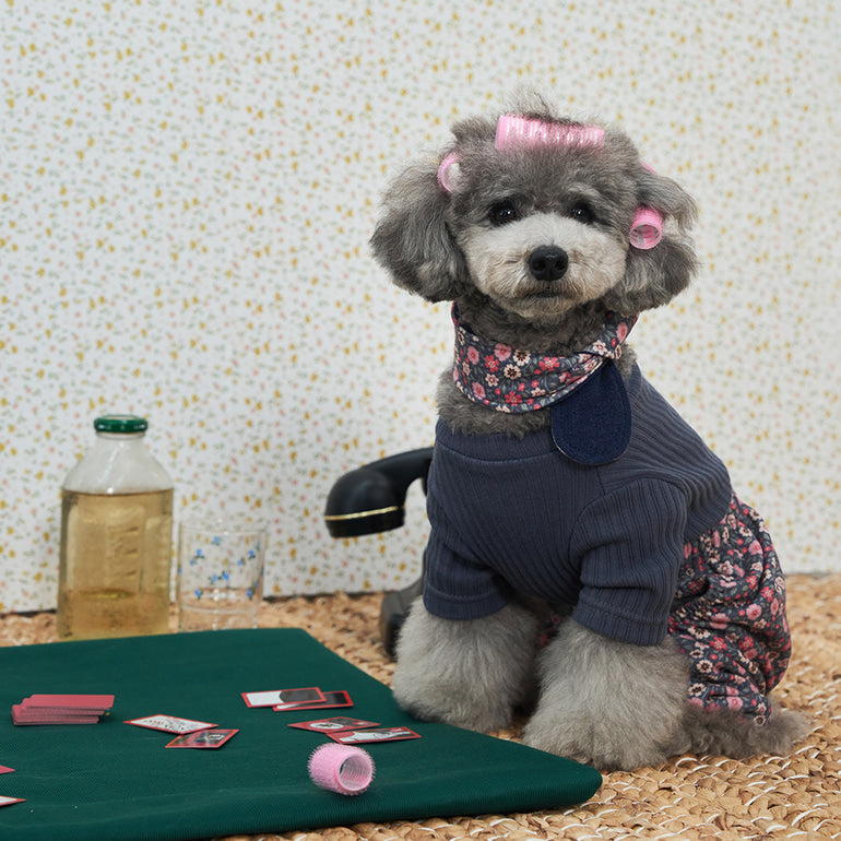 韓國新品上架【梨花娘總代理】🐾BAILEY 🐶復古花朵圖保暖舒適圍脖針織寵物毛衣(2色)