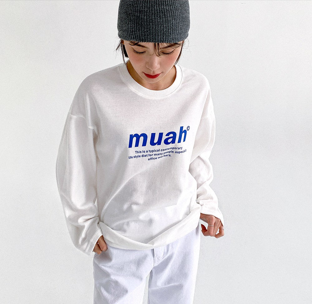 韓國暢銷品牌MUAHMUAH 經典款薄長袖中棉質T恤 (4色)
