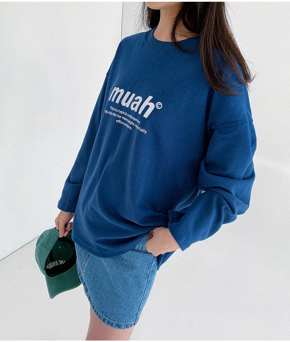 韓國暢銷品牌MUAHMUAH 經典款薄長袖中棉質T恤 (4色)