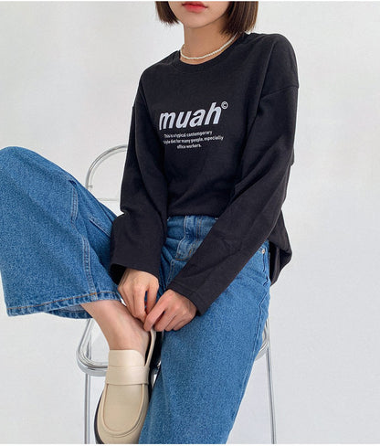 韓國暢銷品牌MUAHMUAH 經典款薄長袖中棉質T恤 (4色)
