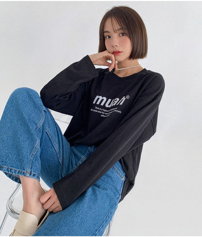 韓國暢銷品牌MUAHMUAH 經典款薄長袖中棉質T恤 (4色)