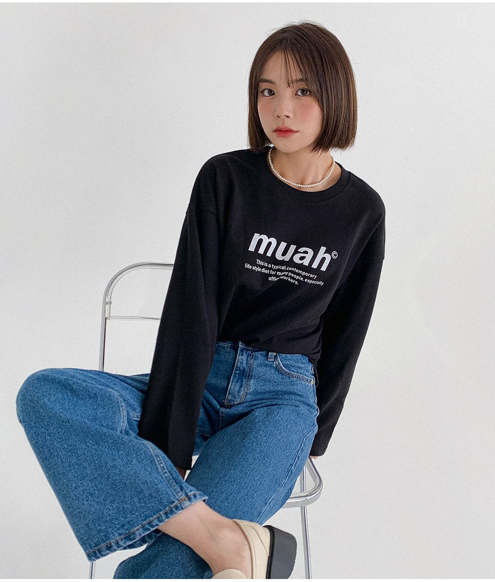 韓國暢銷品牌MUAHMUAH 經典款薄長袖中棉質T恤 (4色)