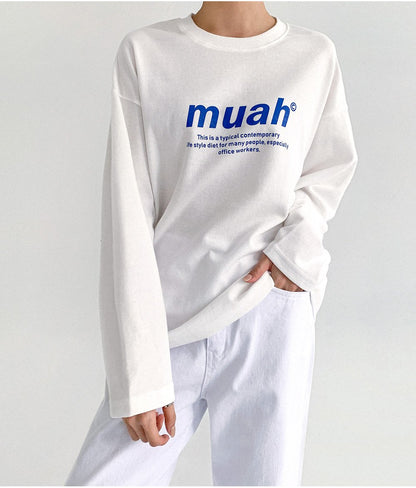 韓國暢銷品牌MUAHMUAH 經典款薄長袖中棉質T恤 (4色)