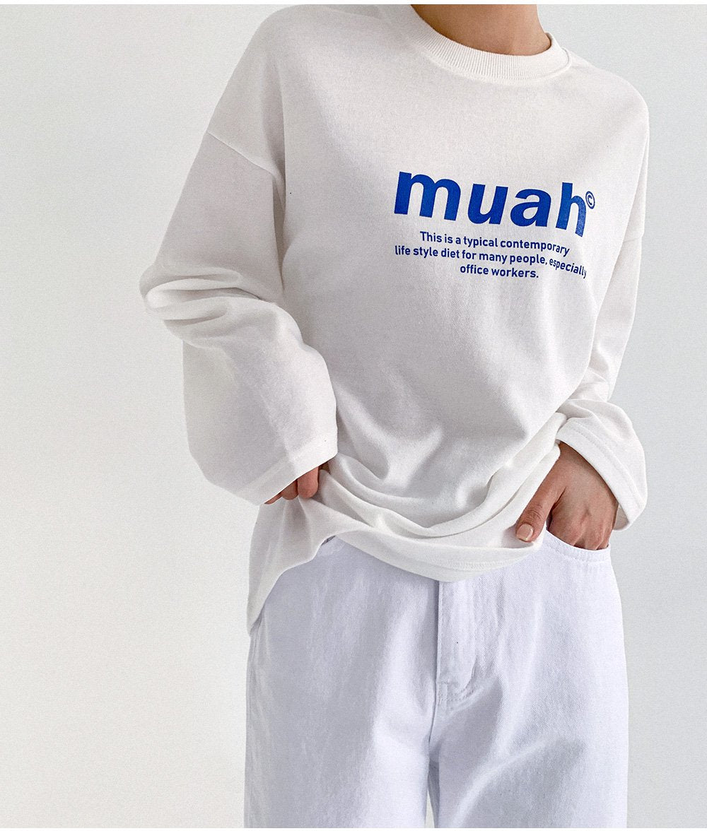 韓國暢銷品牌MUAHMUAH 經典款薄長袖中棉質T恤 (4色)