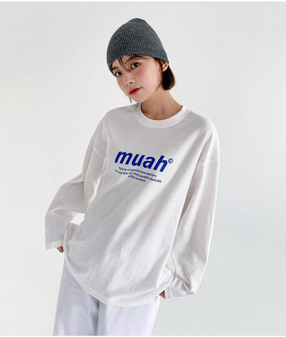韓國暢銷品牌MUAHMUAH 經典款薄長袖中棉質T恤 (4色)