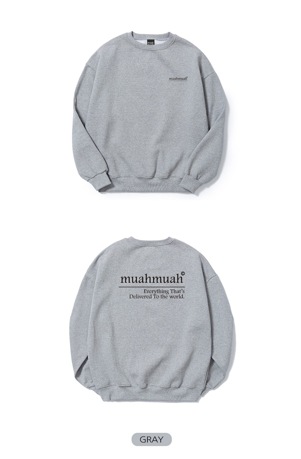 🩷韓國暢銷品牌MUAHMUAH 背後字母品牌英文棉質休閒長袖衫(2色)
