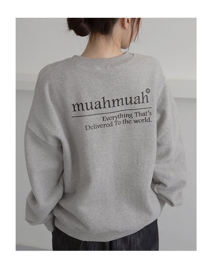 🩷韓國暢銷品牌MUAHMUAH 背後字母品牌英文棉質休閒長袖衫(2色)