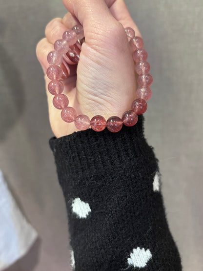 🆕新品上架【梨花瑪雅】💕新款滿滿粉紅能量漸層紅草莓晶串珠手鍊