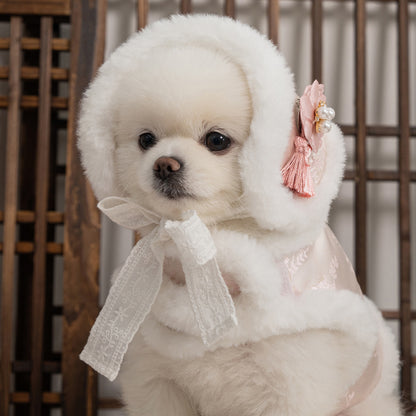 【梨花娘總代理】🐾BAILEY 🐶韓國雪花保暖鋪棉寵物宮廷刺繡棉背心(可另購耳罩(3色))