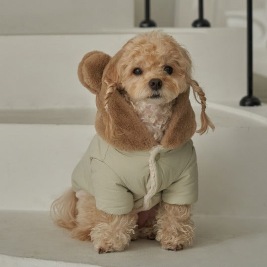 新品上架【梨花娘總代理】🐾BAILEY 🐶秋冬新品 小熊連帽毛球防潑水鋪棉寵物外套(2色) 寵愛禮物