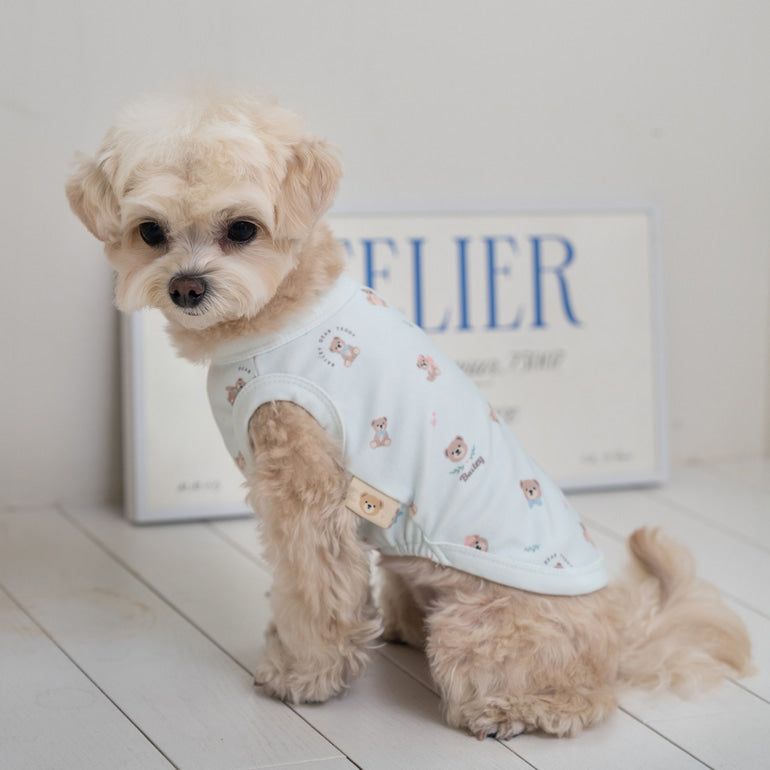 韓國新品上架【梨花娘總代理】🐾BAILEY 🐶新品 萌系滿版小熊棉質舒適涼感防蟲無袖寵物衣(3色)