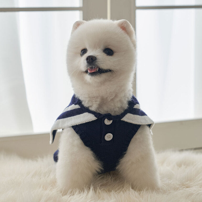 韓國新品上架【梨花娘總代理】🐾BAILEY 🐶秋冬新品 撞色海軍領雙口袋針織毛衣寵物服飾(2色)