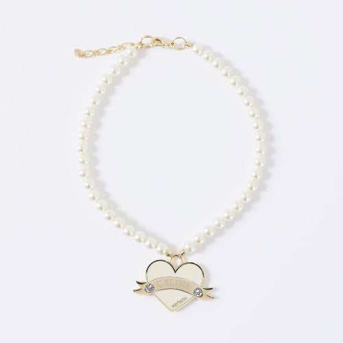 新品上架【梨花娘】💖韓國品牌 PETTISTA｜In My Heart  Swarovski 訂製珍珠寵物水晶項鍊(5色)含專屬客製刻字服務