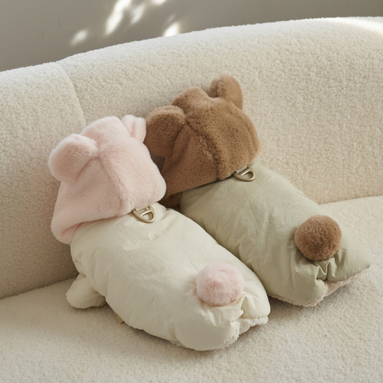 新品上架【梨花娘總代理】🐾BAILEY 🐶秋冬新品 小熊連帽毛球防潑水鋪棉寵物外套(2色) 寵愛禮物