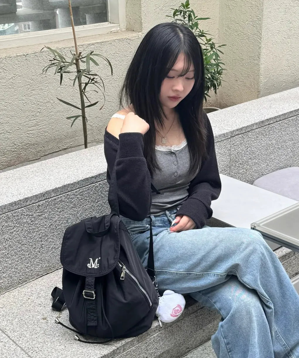 🆕新品上架💖【梨花娘】韓國品牌 Muscent 暢銷迷你後輕盈束口後背包輕盈束口款/真皮兩款(男女通用)