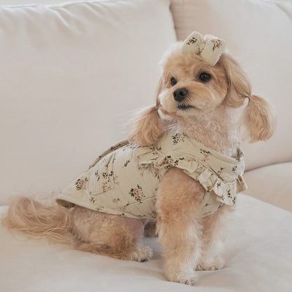 韓國新品上架【梨花娘總代理】🐾BAILEY 🐶秋冬新品 親膚純棉荷葉邊復古小碎花寵物服飾(2色)