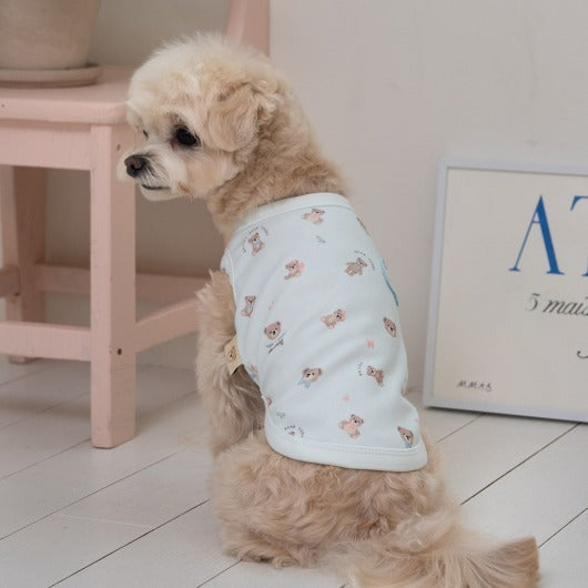 韓國新品上架【梨花娘總代理】🐾BAILEY 🐶新品 萌系滿版小熊棉質舒適涼感防蟲無袖寵物衣(3色)