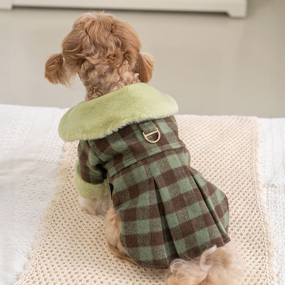韓國新品上架【梨花娘總代理】🐾BAILEY 🐶秋冬新品 格子翻領珍珠鈕釦保暖寵物毛衣(2色)