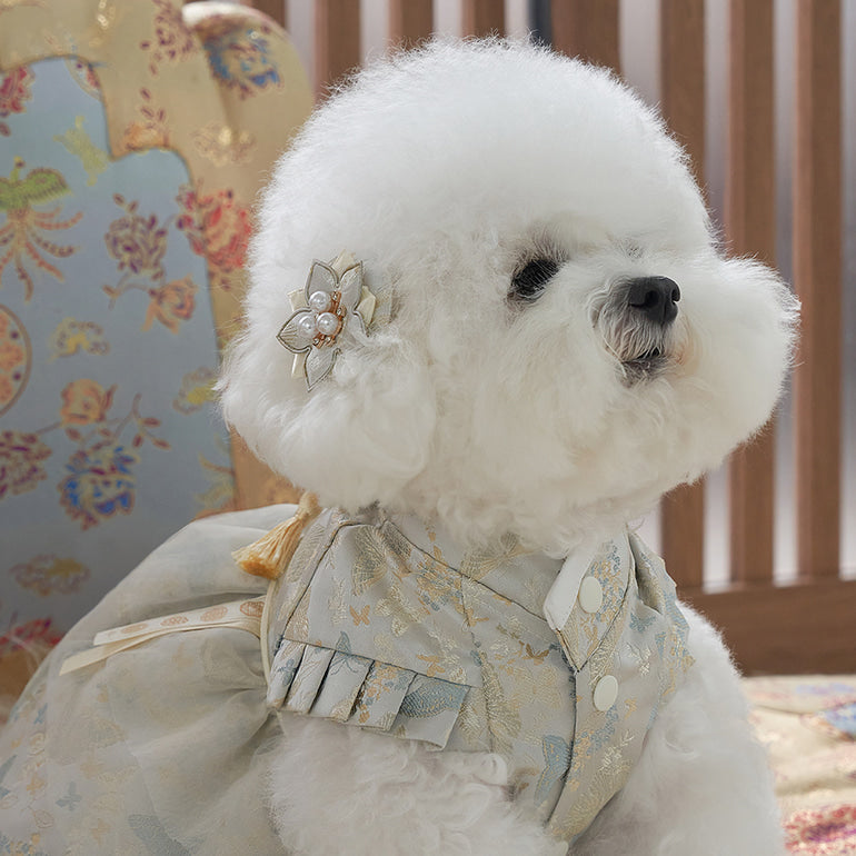 韓國新品上架【梨花娘總代理】🐾BAILEY 🐶甜美韓服公主花漾珍珠寵物髮夾(2色)
