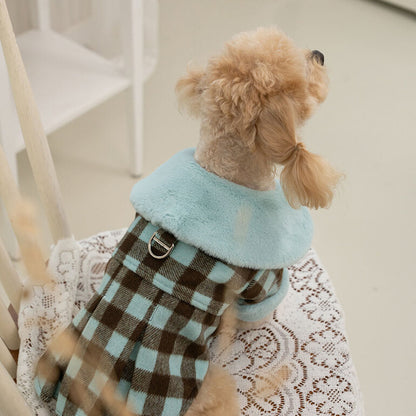 韓國新品上架【梨花娘總代理】🐾BAILEY 🐶秋冬新品 格子翻領珍珠鈕釦保暖寵物毛衣(2色)