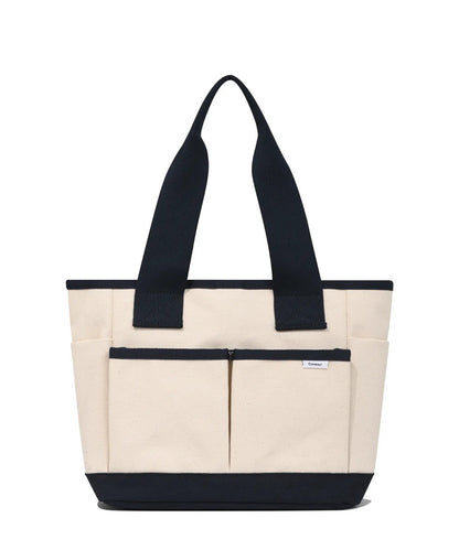 💕新品上架【梨花娘】韓國COVERNAT Arch Logo Canvas Tote Bag Navy厚實手提帆布包(2色)