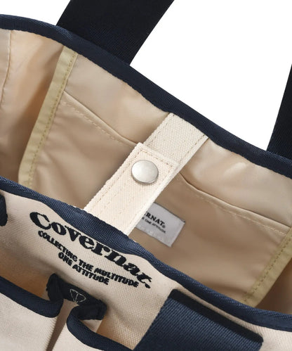 💕新品上架【梨花娘】韓國COVERNAT Arch Logo Canvas Tote Bag Navy厚實手提帆布包(2色)