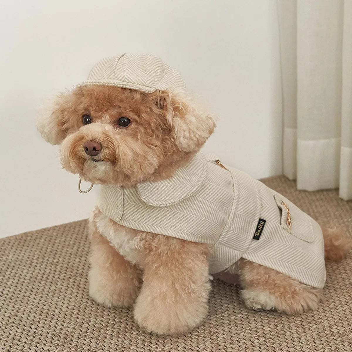 韓國BAILEY💖【梨花娘總代理】秋冬新品上架 英倫風翻領人字紋口袋寵物大衣(2色)