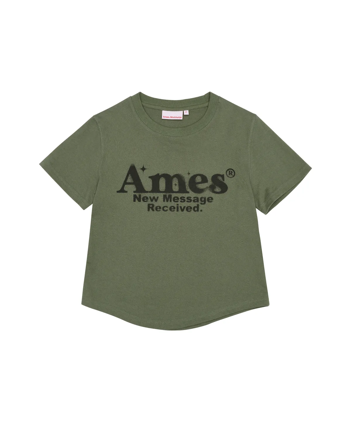💖韓國暢銷品牌AMES-WORLDWIDE🆕新品上架 美式復古修身圓弧下擺短版 T-shirt(5色)