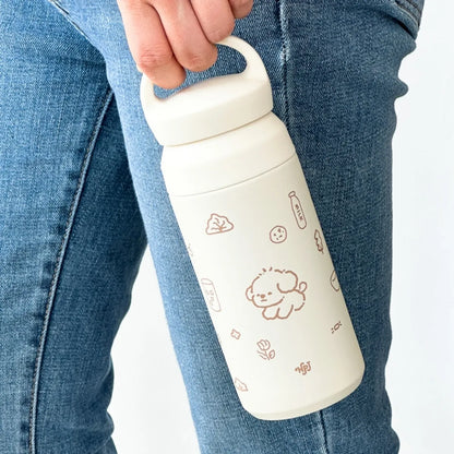 🆕新品上架【梨花娘】🐾韓國品牌 호빵아지｜萌寵插畫手提保溫瓶 350ml