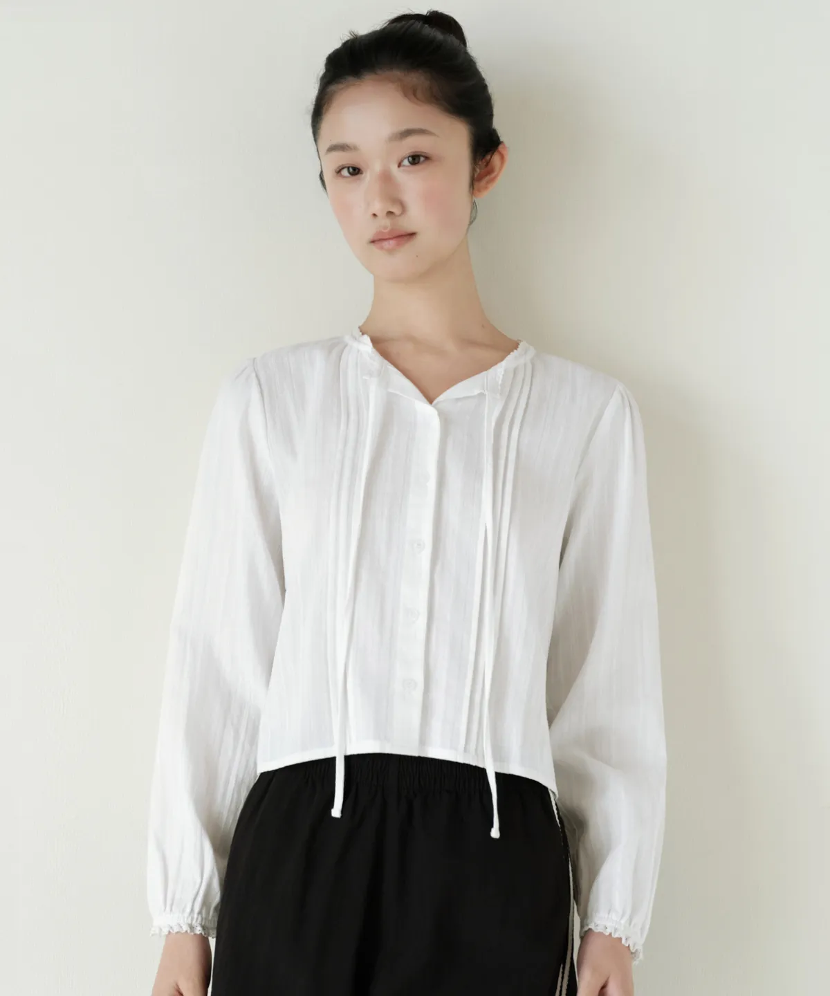 🆕新品上架【梨花娘】韓國Musinsa 💕韓韶禧同款💖復古垂直紋理棉質細褶襯衫(3色)