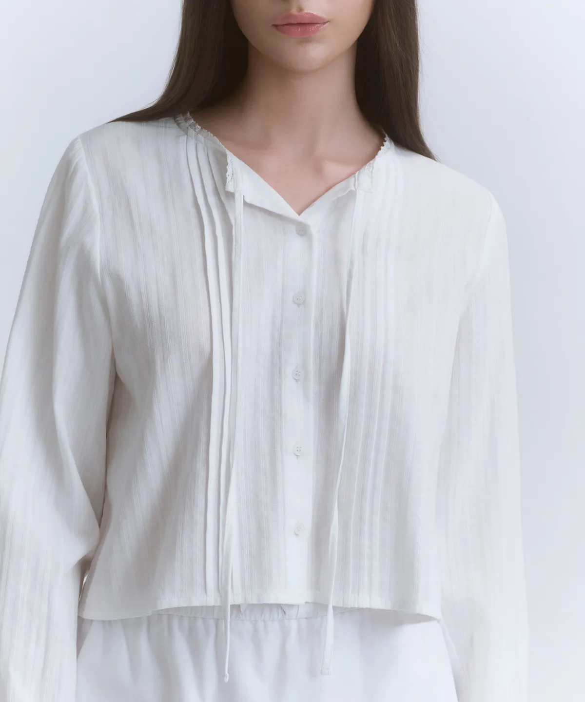 🆕新品上架【梨花娘】韓國Musinsa 💕韓韶禧同款💖復古垂直紋理棉質細褶襯衫(3色)